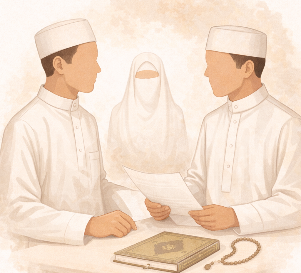 Faceless silhouettes representing a respectful nikah bond